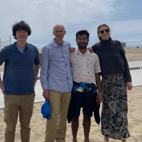 Lab members at beach during the 2024 Neurobiology Department Retreat