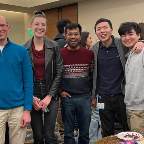 Lab members at the Neurobiology Holiday Party in December 2023